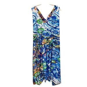 Lily By Firmiana Women’s Blue/Multi Pockets Racerback Harem Style Romper Sz 4XL